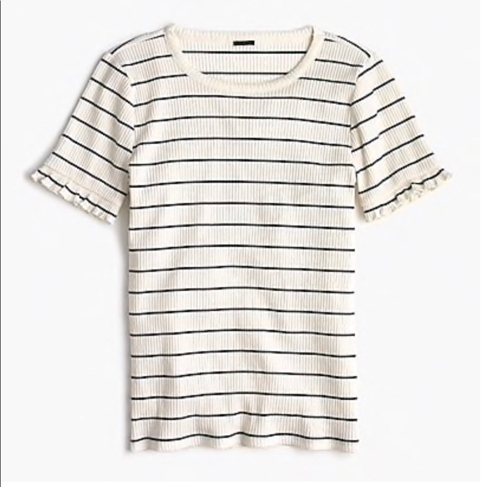J. Crew Ruffled Sleeve Striped T-shirt